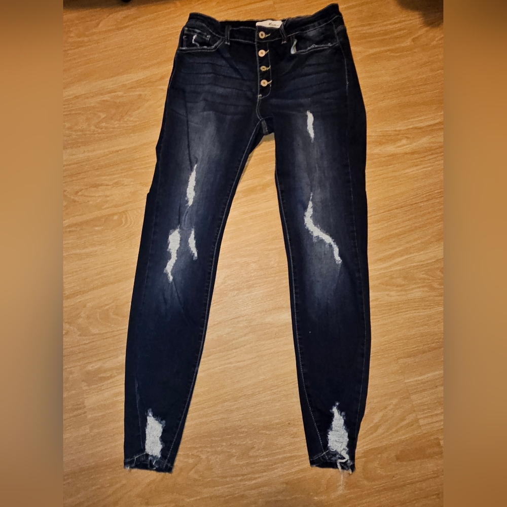 KanCan Dark Wash Distressed Skinny Jeans